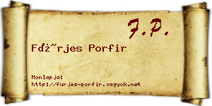 Fürjes Porfir névjegykártya